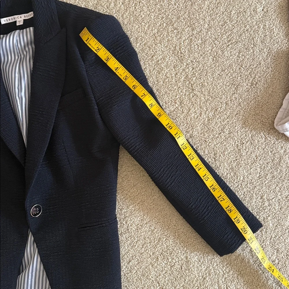 Veronica Beard Navy Textured One-Button Blazer - Picture 6 of 6